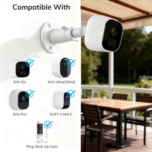 【2 Pack】 Adjustable Metal Security Camera Wall Mount Bracket, Compatible with Arlo, Ring, Eufy & Standard 1/4'' Threaded Hole Cameras in Kuwait