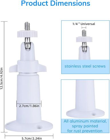 【2 Pack】 Adjustable Metal Security Camera Wall Mount Bracket, Compatible with Arlo, Ring, Eufy & Standard 1/4'' Threaded Hole Cameras in Kuwait