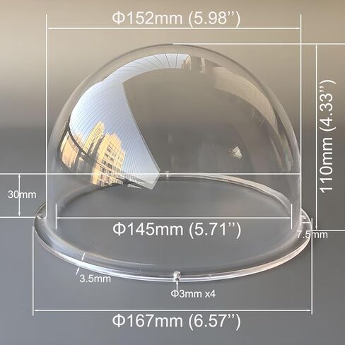 6 Inch Acrylic Clear Glass Dome Cover, Transparent Lens Protective Cap, Security Camera Dome Housing for CCTV Camera, PTZ Dome IP Camera, Outer Diameter 152mm, Height 110mm, Size 167x110mm in Kuwait