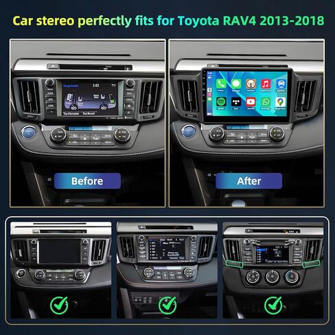 راديو سيارة بلوتوث 4G 64G لسيارة Toyota RAV4 2013-2018، ستيريو بشاشة لمس عالية الدقة 10.1 بوصة مع تشغيل لاسلكي، Android Auto، 5G WiFi، كاميرا احتياطية، GPS Navi، SWC in Kuwait