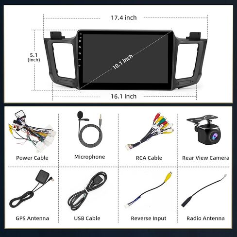 راديو سيارة بلوتوث 4G 64G لسيارة Toyota RAV4 2013-2018، ستيريو بشاشة لمس عالية الدقة 10.1 بوصة مع تشغيل لاسلكي، Android Auto، 5G WiFi، كاميرا احتياطية، GPS Navi، SWC in Kuwait