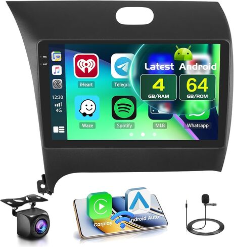 2+64GB Android 15 Car Radio for KIA Forte Cerato K3 2013-2018 Wireless Carplay Android Auto, 9" Touch Screen Car Stereo GPS Navi, WiFi, Bluetooth, Backup Camera, FM RDS Radio, EQ DSP, SWC in Kuwait