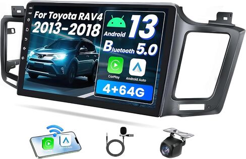 [8Core + 4GB RAM] Car Radio for Toyota Rav4 2013-2018, 10.1 Inch 1280 * 800 Touch Screen Android 13 Head Unit, Car Stereo with Wireless CarPlay & Android Auto Bluetooth WiFi GPS FM in Kuwait