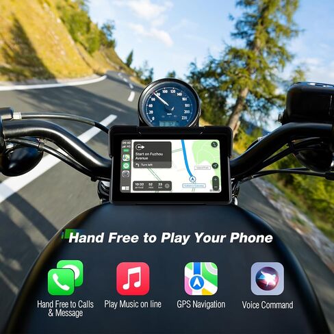 شاشة عرض CarPlay للدراجات النارية مقاس 7 بوصات مقاومة للماء، شاشة لمس Apple CarPlay اللاسلكية وAndroid التلقائية، نظام تحديد المواقع العالمي (GPS) قابل للقراءة في ضوء الشمس والغبار مع بلوتوث مزدوج، دعم TF سعة 64 جيجابايت، كاميرا أمامية واحتياطية in Kuwait