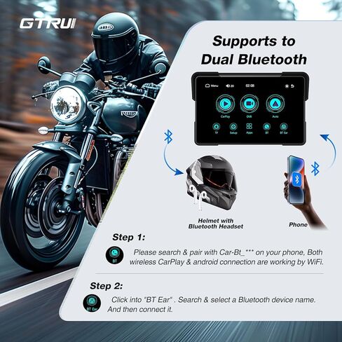 شاشة عرض CarPlay للدراجات النارية مقاس 7 بوصات مقاومة للماء، شاشة لمس Apple CarPlay اللاسلكية وAndroid التلقائية، نظام تحديد المواقع العالمي (GPS) قابل للقراءة في ضوء الشمس والغبار مع بلوتوث مزدوج، دعم TF سعة 64 جيجابايت، كاميرا أمامية واحتياطية in Kuwait