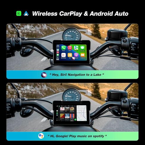 شاشة عرض CarPlay للدراجات النارية مقاس 7 بوصات مقاومة للماء، شاشة لمس Apple CarPlay اللاسلكية وAndroid التلقائية، نظام تحديد المواقع العالمي (GPS) قابل للقراءة في ضوء الشمس والغبار مع بلوتوث مزدوج، دعم TF سعة 64 جيجابايت، كاميرا أمامية واحتياطية in Kuwait