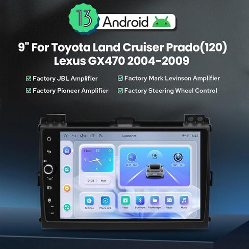 ستيريو سيارة JOYING لسيارة Toyota Land Cruiser Prado120 وLexus GX470 2004-2009، شاشة لمس راديو السيارة 9 بوصة مع Carplay & Android auto، مقبض مستوى الصوت (JY-TT158N8) in Kuwait