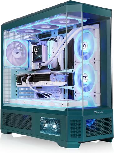 Thermaltake View 600 TG; Full Tower; 420mm Radiator Support; 480mm GPU Clearance; Hidden Connector Support; Rotatable PCIe Slots; 220mm PSU Clearance; Transformative Teal; CA-11H-00FTWN-00 in Kuwait