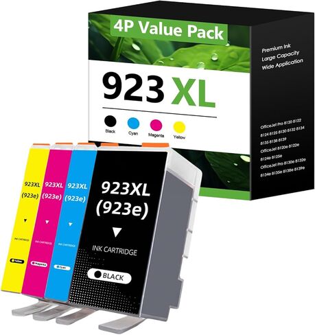 923XL 923e 923 Ink Cartridges Replacement for HP 923XL Ink Cartridges for OfficeJet Pro 8130e 8132e 8135e 8138e 8139e 8120 8120e 8125 8130 8135 Printer, 4 Pack, Black Cyan Magenta Yellow in Kuwait