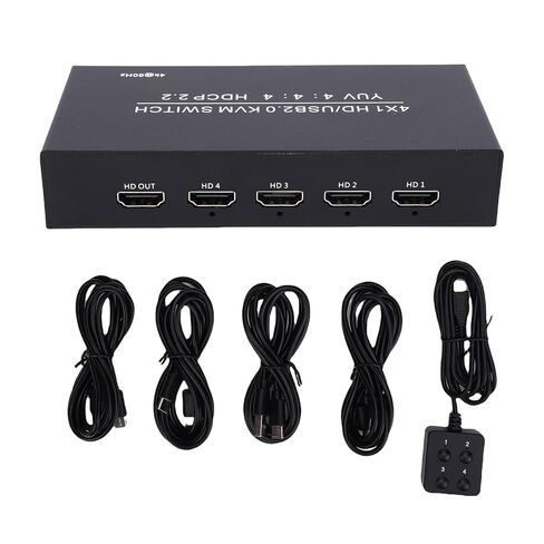 Jectse 4x1 USB2.0 HD KVM Switch,4K 60Hz Multimedia Switcher with 4 USB Type C Ports, 4 Cables for Sharing Display Keyboard Mouse Printer,Supports , OS X, , Plug and Play in Kuwait