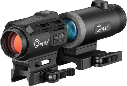 CVLIFE BearPower Solar Multi Reticle Red Dot and 5X Magnifier Combo، مكبر مدمج لتخفيف العين مقاس 3.14 بوصة، عدسة كبيرة 25 مم لحركة الحركة البصرية وتركيب سريع التحرير، شاهد مشترك مطلق مع الوجه إلى الجانب. in Kuwait