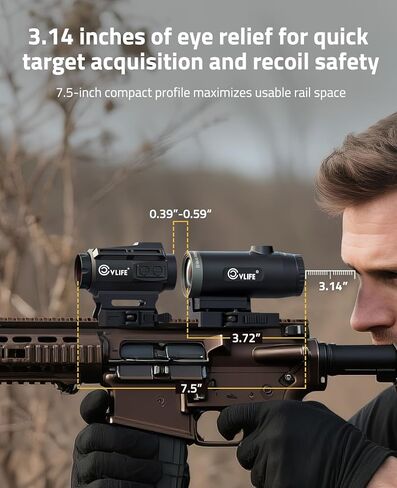 CVLIFE BearPower Solar Multi Reticle Red Dot and 5X Magnifier Combo، مكبر مدمج لتخفيف العين مقاس 3.14 بوصة، عدسة كبيرة 25 مم لحركة الحركة البصرية وتركيب سريع التحرير، شاهد مشترك مطلق مع الوجه إلى الجانب. in Kuwait