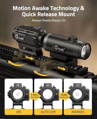 CVLIFE BearPower Solar Multi Reticle Red Dot and 5X Magnifier Combo، مكبر مدمج لتخفيف العين مقاس 3.14 بوصة، عدسة كبيرة 25 مم لحركة الحركة البصرية وتركيب سريع التحرير، شاهد مشترك مطلق مع الوجه إلى الجانب. in Kuwait