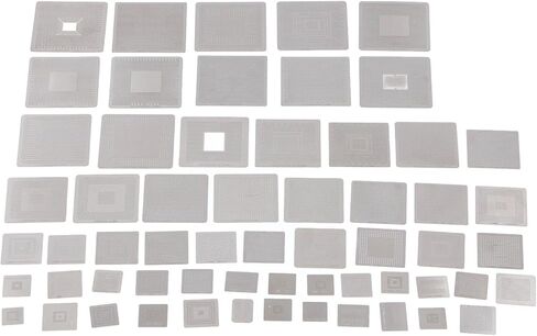 Zunate 60 Pcs BGA Reballing Stencils Set, 304 Stainless Steel Universal Rework Net Template Kit for Laptop Desktop Motherboard Graphics Card Chipset Repair in Kuwait