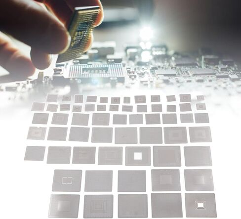 Zunate 60 Pcs BGA Reballing Stencils Set, 304 Stainless Steel Universal Rework Net Template Kit for Laptop Desktop Motherboard Graphics Card Chipset Repair in Kuwait