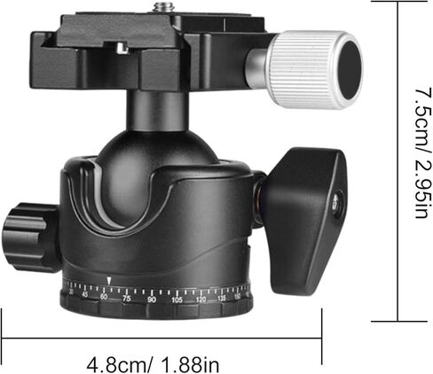 LICAEVEY Professional Metal 360 Degree Rotating Panoramic Ball Head with 1/4 inch Quick Release Plate, 35mm Panorama Ballhead for Tripod Monopod Slider DSLR Camera Camcorder in Kuwait