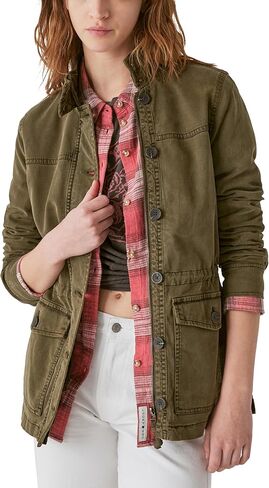 Lucky Brand Women's Long Sleeve Button Up Camo Printed Utility Jacket in Saudi Arabia