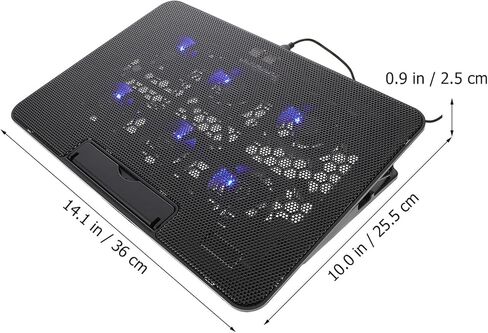 Laptop Cooling Pad with 6 Silent Fans 15.6-inch Adjustable Stand Black for Gaming and Office Use in Kuwait