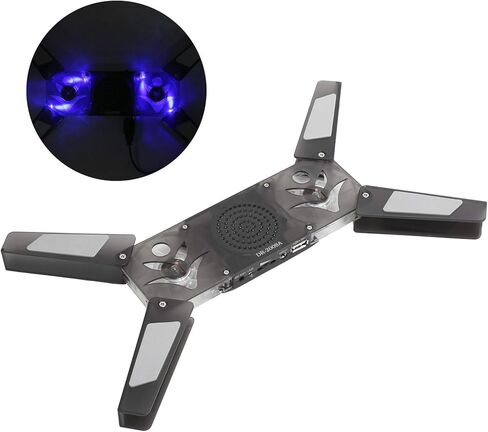 Laptop Cooling Pad DR - 2008A, Wireless Notebook Computer Cooler with Dual Transparent Blue LED Fans, Foldable Design with Built - in Speaker Stand for 15.6 - Inch in Kuwait