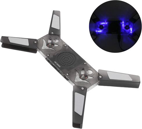 Laptop Cooling Pad DR - 2008A, Wireless Notebook Computer Cooler with Dual Transparent Blue LED Fans, Foldable Design with Built - in Speaker Stand for 15.6 - Inch in Kuwait