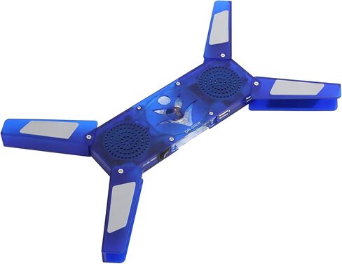 Foldable Laptop Cooling Pad with USB Hub and LED Lights, Low Noise Computer Cooler Fan with Built - in Stereo Speakers, Adjustable Blue LED Display for Notebook Heat in Kuwait