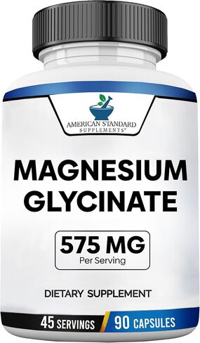 Magnesium Glycinate 575mg per Serving, Magnesium Glycinate Chelate, Magnesium Glycinate Capsules, Magnesium Supplement for Bone & Muscle Health, Chelated for Maximum Absorption, 90 Veggie Capsules in Saudi Arabia