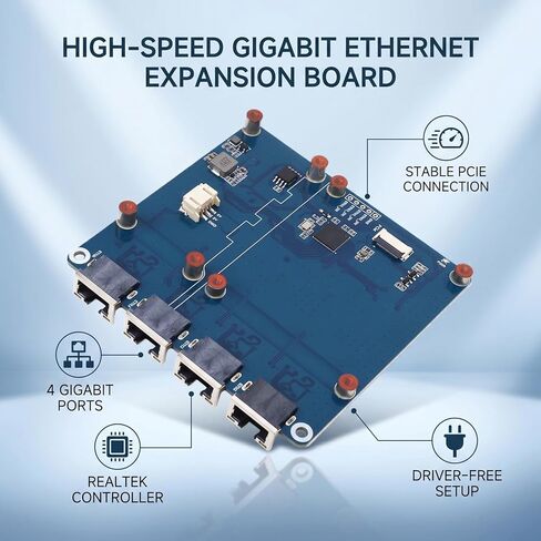 Yunseity PCIe إلى Gigabit ETH Board، بطاقة توسيع إيثرنت ذات 4 منافذ مع التوصيل والتشغيل، لا يتطلب برنامج تشغيل، لـ 5، متوافق مع شرائح RTL8153 in Kuwait