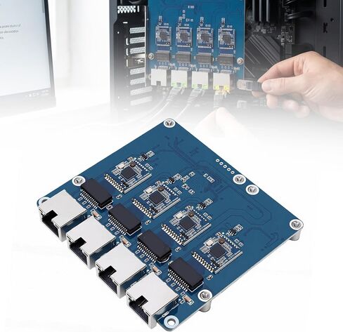 Yunseity PCIe إلى Gigabit ETH Board، بطاقة توسيع إيثرنت ذات 4 منافذ مع التوصيل والتشغيل، لا يتطلب برنامج تشغيل، لـ 5، متوافق مع شرائح RTL8153 in Kuwait