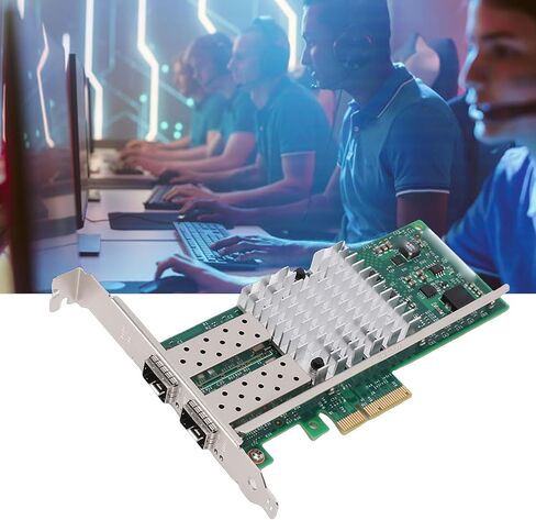 LICAEVEY 10Gbps Fiber Optic Network Card, Dual SFP Ports PCIe x4 Ethernet Adapter with 82599ES Chip and 2 Multi Mode Modules, for Server Data Center in Kuwait