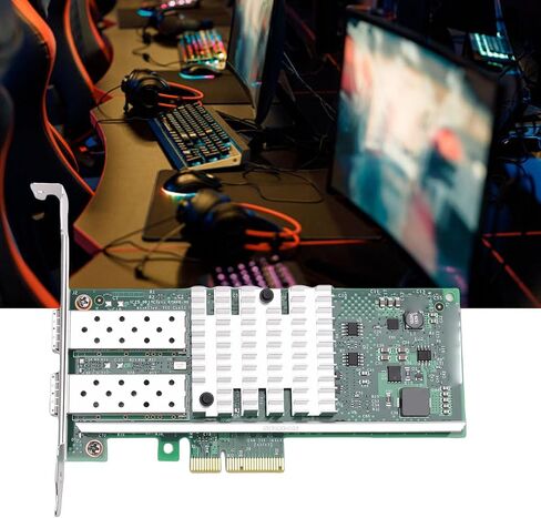 LICAEVEY 10Gbps Fiber Optic Network Card, Dual SFP Ports PCIe x4 Ethernet Adapter with 82599ES Chip and 2 Multi Mode Modules, for Server Data Center in Kuwait