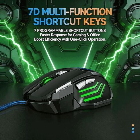 【59 Inch Wire Length - USB 】 2026 new Model Gaming Laptop Optical Wired Mouse, RGB Lighting Effect, Plug and Play, DPI up to 7200, Suitable for Windows 7/8/10/XP Vista Linux System in Kuwait