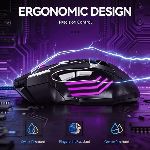 【59 Inch Wire Length - USB 】 2026 new Model Gaming Laptop Optical Wired Mouse, RGB Lighting Effect, Plug and Play, DPI up to 7200, Suitable for Windows 7/8/10/XP Vista Linux System in Saudi Arabia