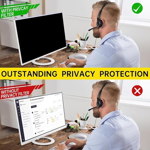 27 Inch Computer Privacy Screen Filter Removable Hanging Design Anti Blue Light Protection for 26-27 Inch 16:9 Widescreen Displays with PET Material Private Viewing from 60 Angle in Kuwait