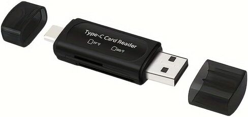 [قارئ ذاكرة بفتحة بطاقة مزدوجة] قارئ بطاقات USB 4 في 1 | اكتب محول C/USB A إلى SD/XC/HC | فتحة مزدوجة للكمبيوتر الشخصي، جالاكسي، الكمبيوتر اللوحي، هواوي (أسود) in Kuwait