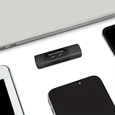 [قارئ ذاكرة بفتحة بطاقة مزدوجة] قارئ بطاقات USB 4 في 1 | اكتب محول C/USB A إلى SD/XC/HC | فتحة مزدوجة للكمبيوتر الشخصي، جالاكسي، الكمبيوتر اللوحي، هواوي (أسود) in Kuwait