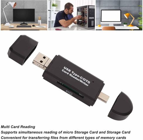 قارئ بطاقة SD USB ذكر 3 في 1، كاتب قارئ بطاقة ذاكرة OTG للهواتف الذكية والكمبيوتر المحمول والتوصيل والتشغيل in Kuwait