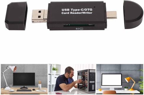 قارئ بطاقة SD USB ذكر 3 في 1، كاتب قارئ بطاقة ذاكرة OTG للهواتف الذكية والكمبيوتر المحمول والتوصيل والتشغيل in Kuwait