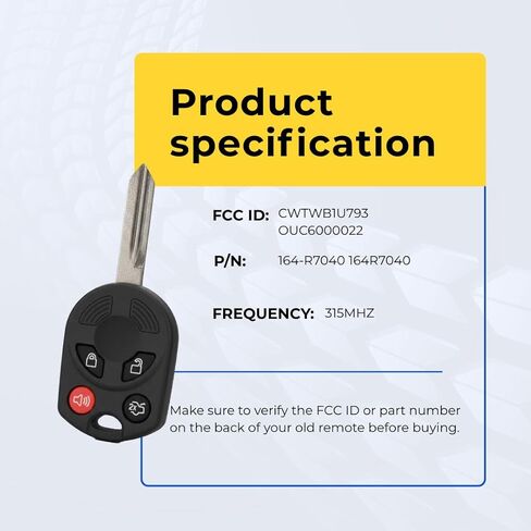 Replacement Keyless Remote Head Key Fob for Ford Taurus 2008-2010 FCC CWTWB1U793 OUC6000022 Part Number 164-R7040 164R7040 Pack of 2 in Kuwait