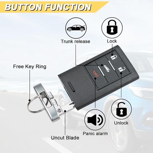 استبدال Vurkcy Key Fob لسيارة Chevy Corvette 2008-2013 بجهاز التحكم عن بعد للدخول بدون مفتاح، M3N5WY7777A، 4 أزرار in Kuwait