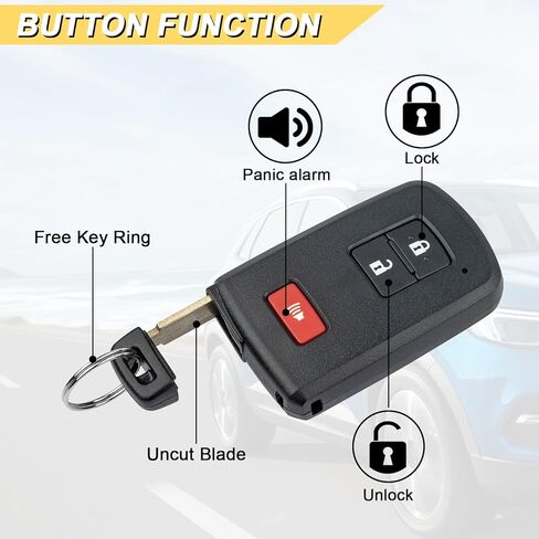 استبدال Vurkcy Key Fob لـ 2015-2021 Toyota Tacoma/ 19-21 سيكويا تندرا/ 16-18 لاند كروزر/ 17-19 هايلاندر/ 20-21 4Runner جهاز تحكم عن بعد للدخول بدون مفتاح للسيارة، HYQ14FBA، 3 أزرار in Kuwait