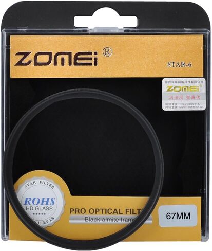 Zomei 67mm Star-Effect Cross Starburst Twinkle + 6 Points Star Filter for Canon Nikon Lens in Kuwait