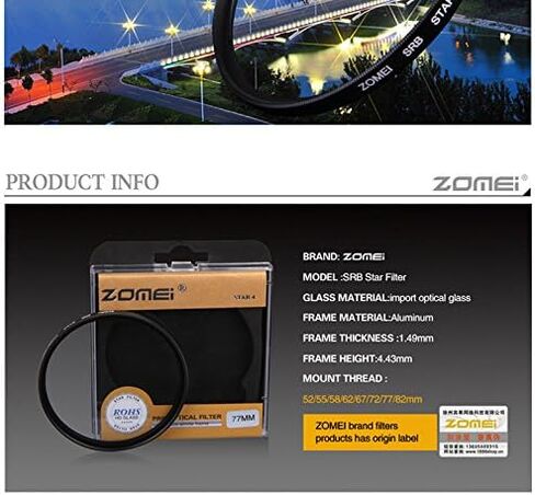 Zomei 67mm Star-Effect Cross Starburst Twinkle + 6 Points Star Filter for Canon Nikon Lens in Kuwait