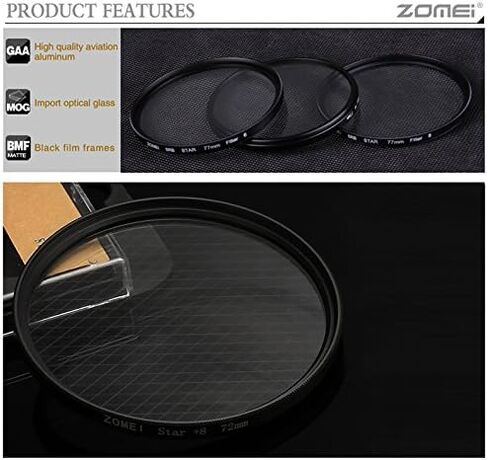 Zomei 67mm Star-Effect Cross Starburst Twinkle + 6 Points Star Filter for Canon Nikon Lens in Kuwait