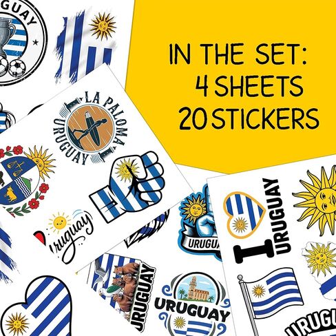 20PCS Uruguay Stickers – Uruguay Flag, Map, Sun, Culture & Landmarks Vinyl Decals for Laptop, Water Bottle, Scrapbook, Luggage, Travel Souvenir in Saudi Arabia