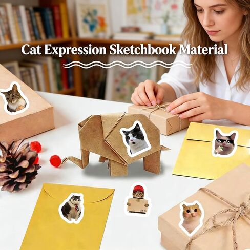 Cat Meme Stickers Roll 500PCS, Funny Cute Animal Vinyl Waterproof Stickers, 10 Styles Decal Pack for Laptop Water Bottle in Kuwait