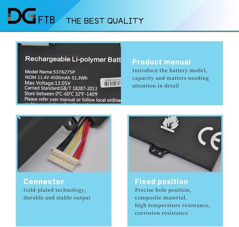 DGFTB 5376275P 4500mAh بطارية الكمبيوتر المحمول للبوابة GWTN156-1RG GWTN141-2BL GWTN141-4 GWTN141-4BK GWTN141-4BL GWTN156-5BL GWTN156-9SL GWTN141-10BK GWTN141-10BL GWTN141-10GR UTL-509068-3S NV-509067-3S in Kuwait