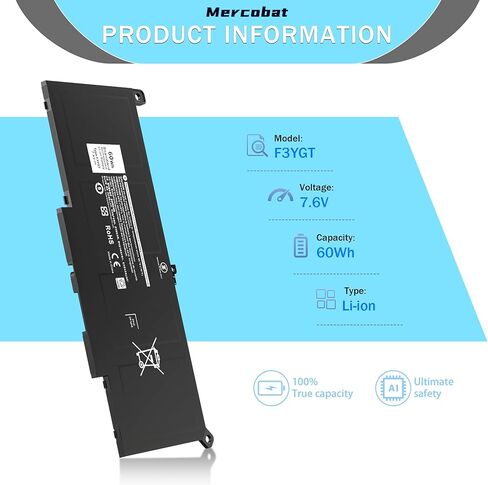 F3YGT Laptop Battery Replacement for Dell Latitude 12 7000 7280 7290 13 7000 7380 7390 P29S002 14 7000 7480 7490 E7280 E7480 E7490 E7290 E7380 fit DM3WC 0DM3WC 2X39G 0F3YGT DM6WC in Kuwait