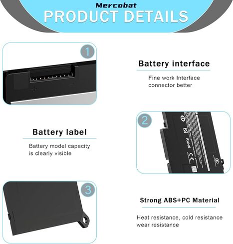 F3YGT Laptop Battery Replacement for Dell Latitude 12 7000 7280 7290 13 7000 7380 7390 P29S002 14 7000 7480 7490 E7280 E7480 E7490 E7290 E7380 fit DM3WC 0DM3WC 2X39G 0F3YGT DM6WC in Kuwait