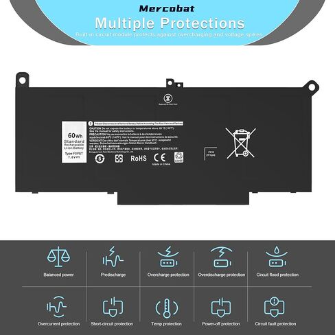 F3YGT Laptop Battery Replacement for Dell Latitude 12 7000 7280 7290 13 7000 7380 7390 P29S002 14 7000 7480 7490 E7280 E7480 E7490 E7290 E7380 fit DM3WC 0DM3WC 2X39G 0F3YGT DM6WC in Kuwait