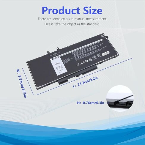 بطارية كمبيوتر محمول 3HWPP متوافقة مع Dell Latitude 5401 5410 5501 5510 5411 5511 الدقة 3541 3551 Inspiron 17 7500/7506 2 في 1 Inspiron 7706 2 في 1 تناسب 10X1J N2NLL 1VY7F 451-BCMN 68 واط ساعي 15.2 فولت in Kuwait